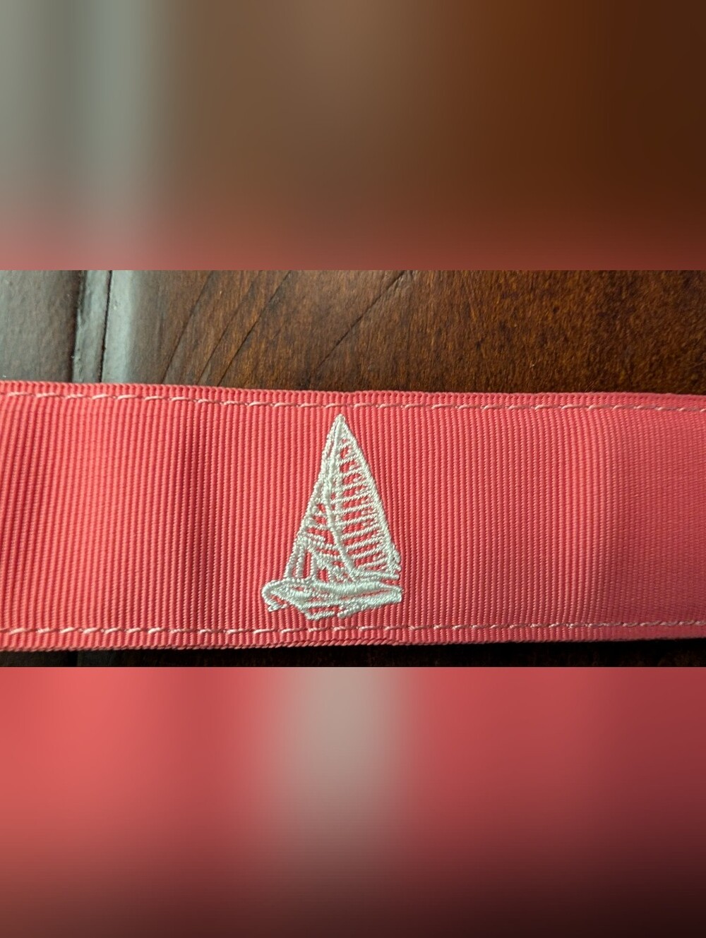 Vineyard Vines Coral Pink White Sailboats Polyester Belt Size Large cthny